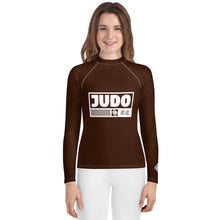Girls Long Sleeve Judo Compression Rash Guard – Youth Martial Arts Gear - Chocolate Exclusive Girls Judo Long Sleeve Rash Guard Youth