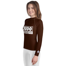 Girls Long Sleeve Judo Compression Rash Guard – Youth Martial Arts Gear - Chocolate Exclusive Girls Judo Long Sleeve Rash Guard Youth