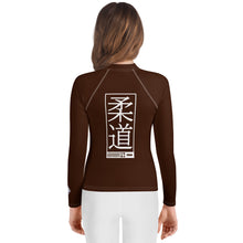 Girls Long Sleeve Judo Compression Rash Guard – Youth Martial Arts Gear - Chocolate Exclusive Girls Judo Long Sleeve Rash Guard Youth
