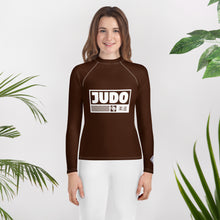 Girls Long Sleeve Judo Compression Rash Guard – Youth Martial Arts Gear - Chocolate Exclusive Girls Judo Long Sleeve Rash Guard Youth