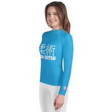 Girls Long Sleeve Rash Guard – Youth Classic Jiu-Jitsu Compression Fit – Cyan