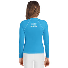 Girls Long Sleeve Rash Guard – Youth Classic Jiu-Jitsu Compression Fit – Cyan