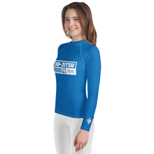 Girls No-Gi Jiu-Jitsu Rash Guard – Long Sleeve Athletic Performance Top - Azul