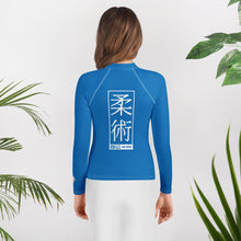 Girls No-Gi Jiu-Jitsu Rash Guard – Long Sleeve Athletic Performance Top - Azul