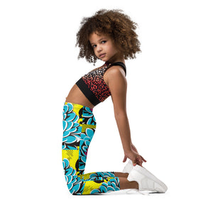 Elevate Your Girl's Active Style with Pop Art Inspired Yoga Pants 002 Dahlia Exclusive Girls Leggings