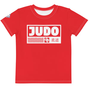 Girl's Short Sleeve Judo Rash Guard: Sporty Style - Scarlet Exclusive Girls Judo Kids Rash Guard Short Sleeve