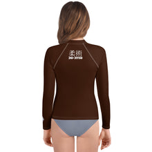 Girls Youth BJJ Rash Guard – Long Sleeve Classic Jiu-Jitsu Gear – Chocolate