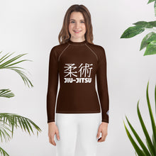 Girls Youth BJJ Rash Guard – Long Sleeve Classic Jiu-Jitsu Gear – Chocolate