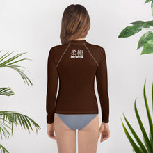 Girls Youth BJJ Rash Guard – Long Sleeve Classic Jiu-Jitsu Gear – Chocolate