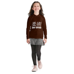 Girls Youth BJJ Rash Guard – Long Sleeve Classic Jiu-Jitsu Gear – Chocolate
