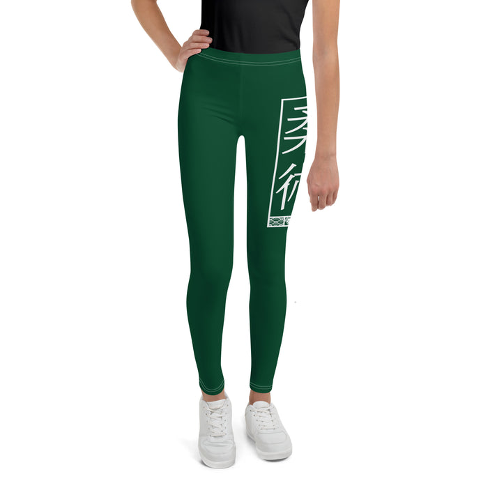 Girls Youth Grappling Leggings – Comfortable Jiu-Jitsu Yoga Pants - Sherwood Forest