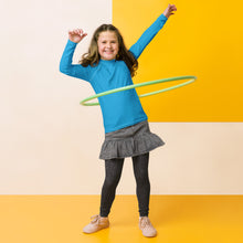 Girls Youth Long Sleeve Rash Guard – UV Protection in Solid Hues – Cyan