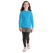 Girls Youth Long Sleeve Rash Guard – UV Protection in Solid Hues – Cyan