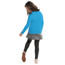 Girls Youth Long Sleeve Rash Guard – UV Protection in Solid Hues – Cyan
