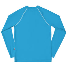 Girls Youth Long Sleeve Rash Guard – UV Protection in Solid Hues – Cyan