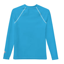 Girls Youth Long Sleeve Rash Guard – UV Protection in Solid Hues – Cyan