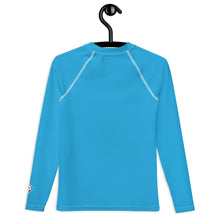 Girls Youth Long Sleeve Rash Guard – UV Protection in Solid Hues – Cyan