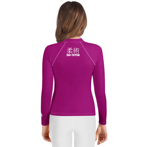 Girls Youth Rash Guard – Long Sleeve Classic Jiu-Jitsu Grappling Gear – Fresh Eggplant