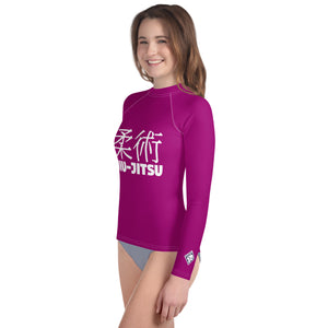 Girls Youth Rash Guard – Long Sleeve Classic Jiu-Jitsu Grappling Gear – Fresh Eggplant