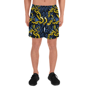 Golden Strides: Men's Mile After Mile - Golden Chains 002 Exclusive Mens Running Shorts