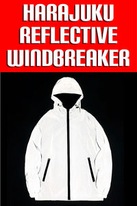 Harajuku Night Runner: Reflective Hooded Windbreaker