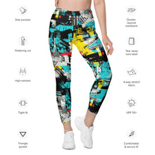 Island Strides: Women's Mile After Mile Tropical Thunder Running Leggings Exclusive Leggings Pockets Running Tights Womens