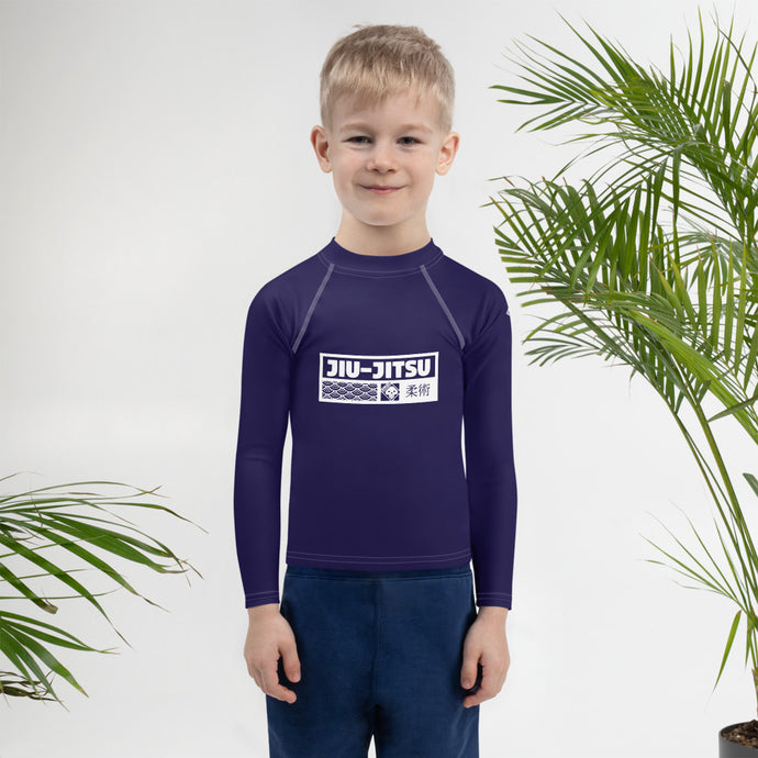 Kid's Boys Long Sleeve BJJ Rash Guard Jiu-Jitsu 002 - Midnight Blue Boys Exclusive Jiu-Jitsu Kids Long Sleeve Rash Guard