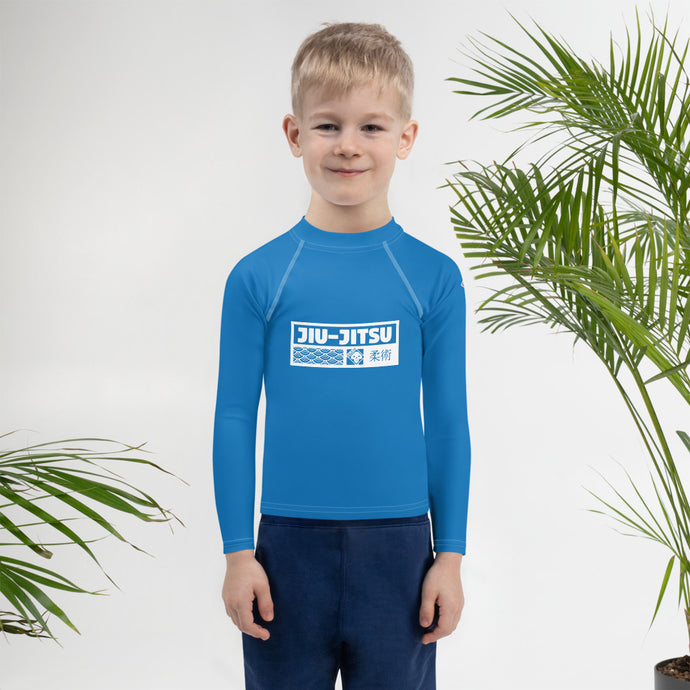 Kid's Boys Long Sleeve BJJ Rash Guard Jiu-Jitsu 004 - Azul Boys Exclusive Jiu-Jitsu Kids Long Sleeve Rash Guard