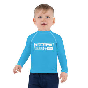 Kid's Boys Long Sleeve BJJ Rash Guard Jiu-Jitsu 005 - Cyan Boys Exclusive Jiu-Jitsu Kids Long Sleeve Rash Guard