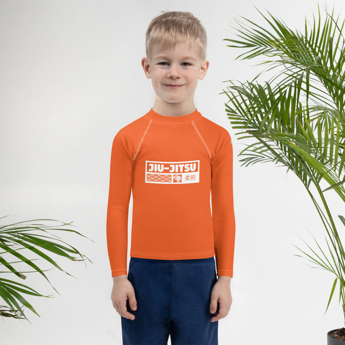 Kid's Boys Long Sleeve BJJ Rash Guard Jiu-Jitsu 012 - Flamingo Boys Exclusive Jiu-Jitsu Kids Long Sleeve Rash Guard