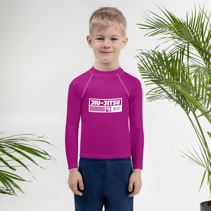 Kid's Boys Long Sleeve BJJ Rash Guard Jiu-Jitsu 014 - Vivid Purple Boys Exclusive Jiu-Jitsu Kids Long Sleeve Rash Guard