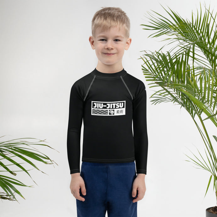 Kid's Boys Long Sleeve BJJ Rash Guard Jiu-Jitsu 015 - Noir Boys Exclusive Jiu-Jitsu Kids Long Sleeve Rash Guard