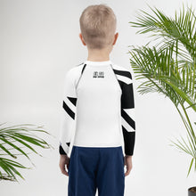 Kid's Boy's Long Sleeve Classic Jiu-Jitsu Rash Guard - Houndstooth 001 Blanc