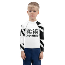 Kid's Boy's Long Sleeve Classic Jiu-Jitsu Rash Guard - Houndstooth 001 Blanc