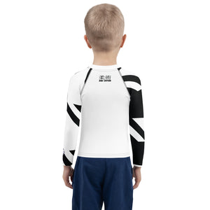 Kid's Boy's Long Sleeve Classic Jiu-Jitsu Rash Guard - Houndstooth 001 Blanc