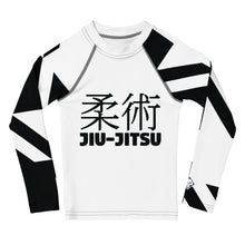 Kid's Boy's Long Sleeve Classic Jiu-Jitsu Rash Guard - Houndstooth 001 Blanc