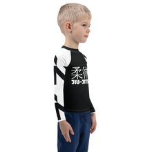 Kid's Boy's Long Sleeve Classic Jiu-Jitsu Rash Guard - Houndstooth 001 Noir