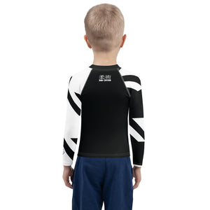 Kid's Boy's Long Sleeve Classic Jiu-Jitsu Rash Guard - Houndstooth 001 Noir