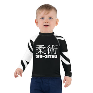 Kid's Boy's Long Sleeve Classic Jiu-Jitsu Rash Guard - Houndstooth 001 Noir