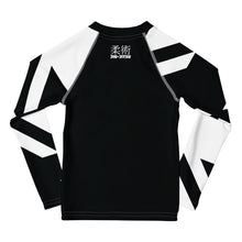 Kid's Boy's Long Sleeve Classic Jiu-Jitsu Rash Guard - Houndstooth 001 Noir