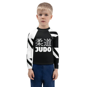 Kid's Boy's Long Sleeve Classic Judo Rash Guard - Houndstooth 001 Noir