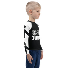 Kid's Boy's Long Sleeve Classic Judo Rash Guard - Houndstooth 001 Noir