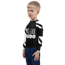 Kid's Boy's Long Sleeve Classic Judo Rash Guard - Houndstooth 001 Noir