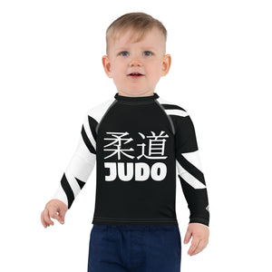 Kid's Boy's Long Sleeve Classic Judo Rash Guard - Houndstooth 001 Noir