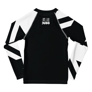 Kid's Boy's Long Sleeve Classic Judo Rash Guard - Houndstooth 001 Noir