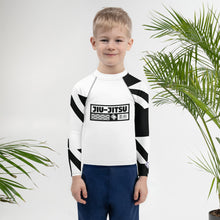 Kid's Boy's Long Sleeve Jiu-Jitsu Rash Guard - Houndstooth 001 Blanc