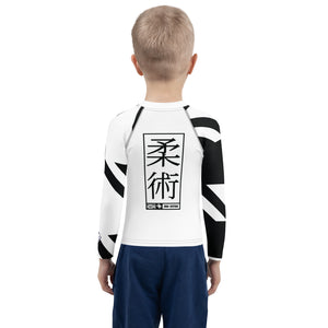 Kid's Boy's Long Sleeve Jiu-Jitsu Rash Guard - Houndstooth 001 Blanc