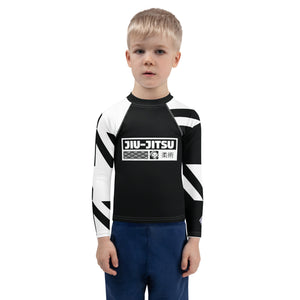 Kid's  Boy's Long Sleeve Jiu-Jitsu Rash Guard - Houndstooth 001 Noir