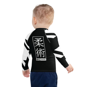 Kid's  Boy's Long Sleeve Jiu-Jitsu Rash Guard - Houndstooth 001 Noir