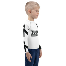 Kid's Boy's Long Sleeve Judo Rash Guard - Houndstooth 001 Blanc